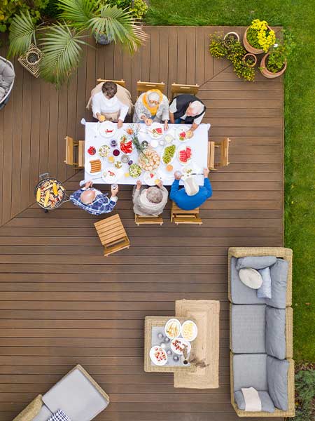 new deck installation backyard wood composite decking